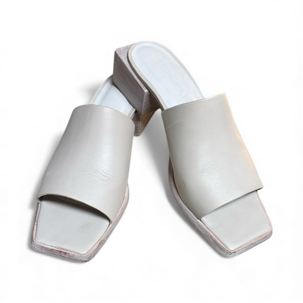 Wal & Pai Gullo Leather Block Heel Slides Size 38